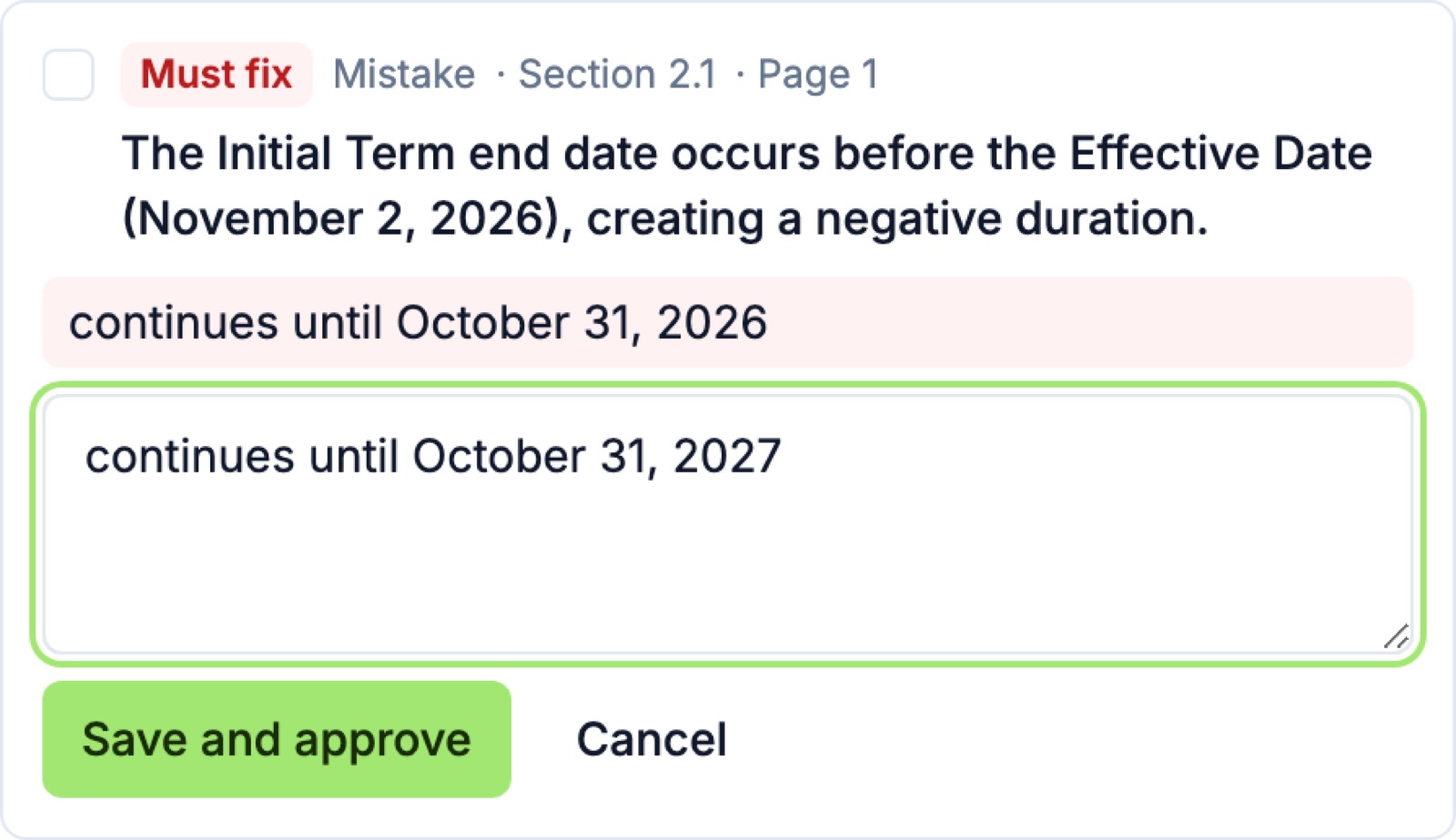 Editing the suggested wording of a finding