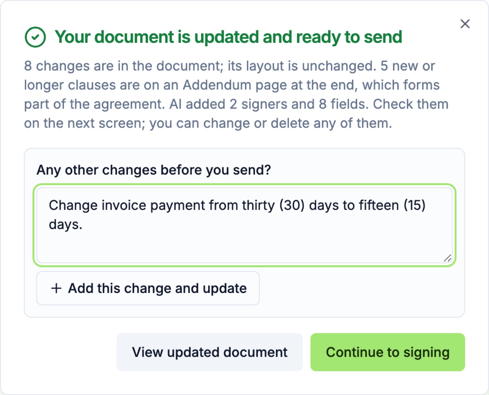 Typing an extra change in plain words
