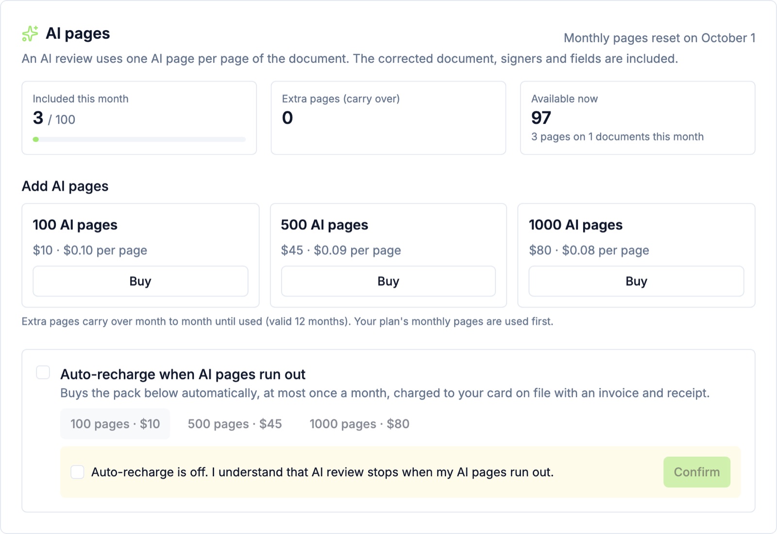 AI pages in Billing