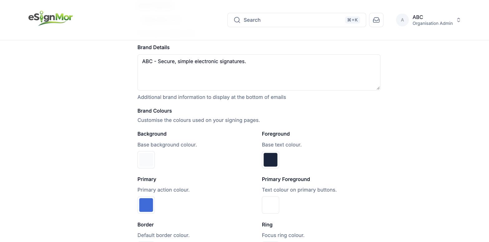 Brand color and border controls