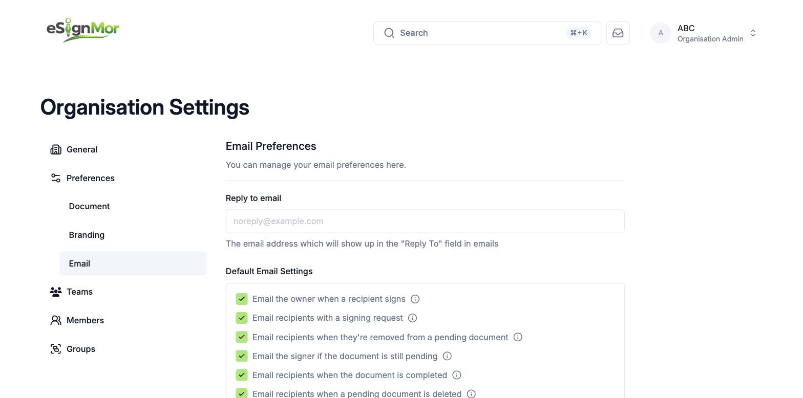 Reply-To email setting