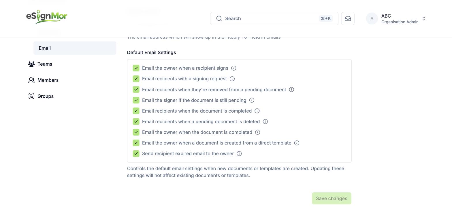 Document owner notification settings