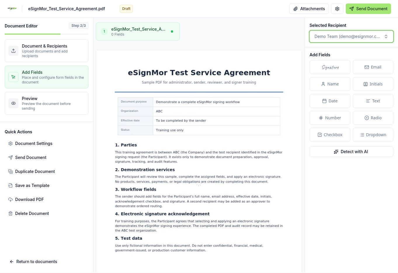Available document field types