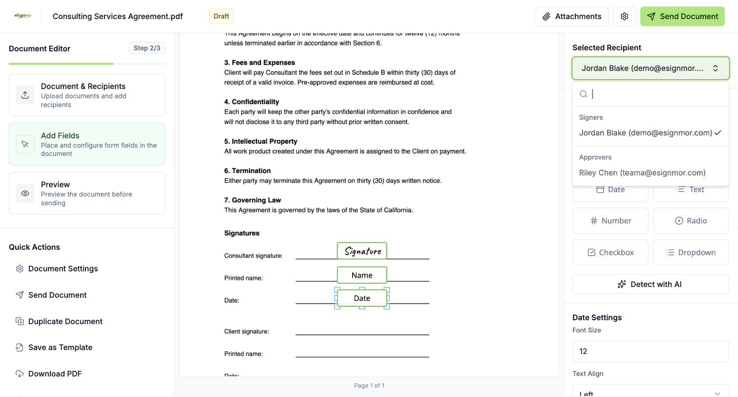 Fields assigned to multiple recipients
