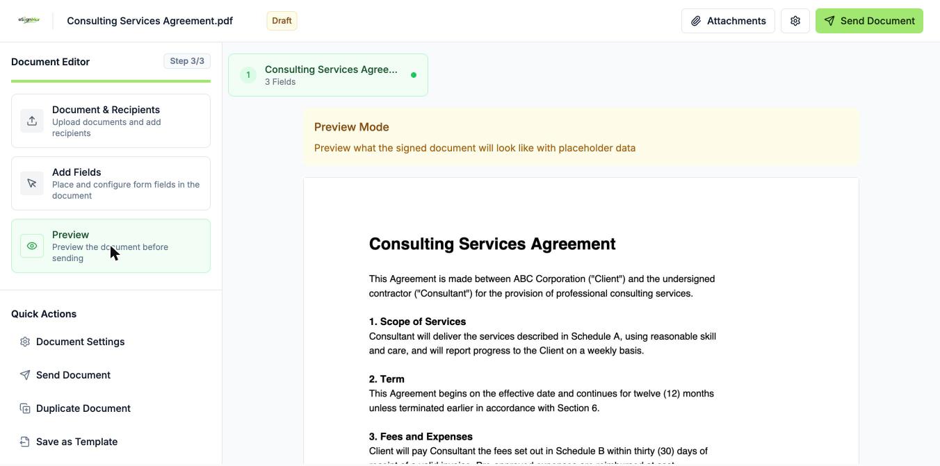 Document field preview