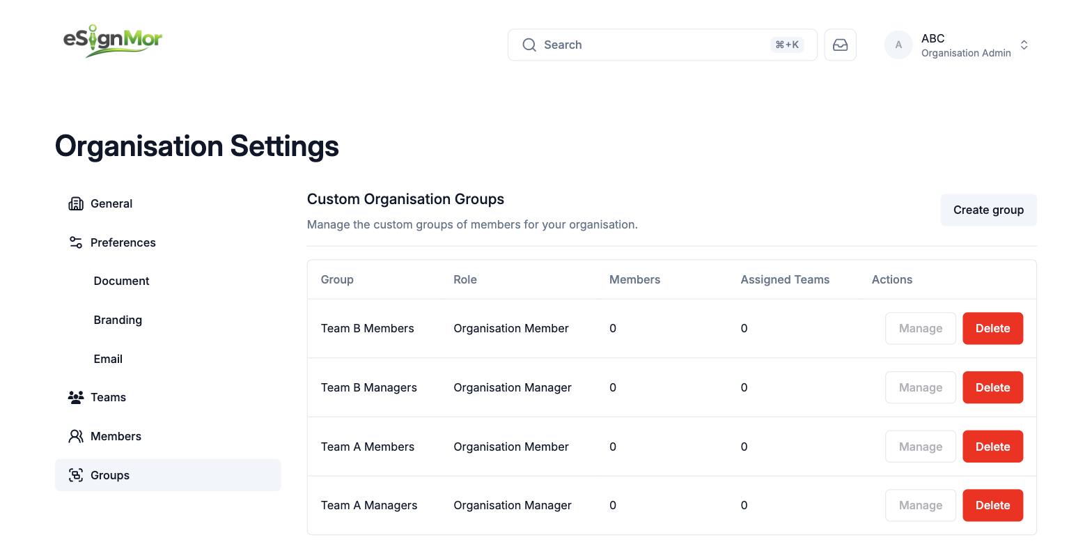 Create group dialog