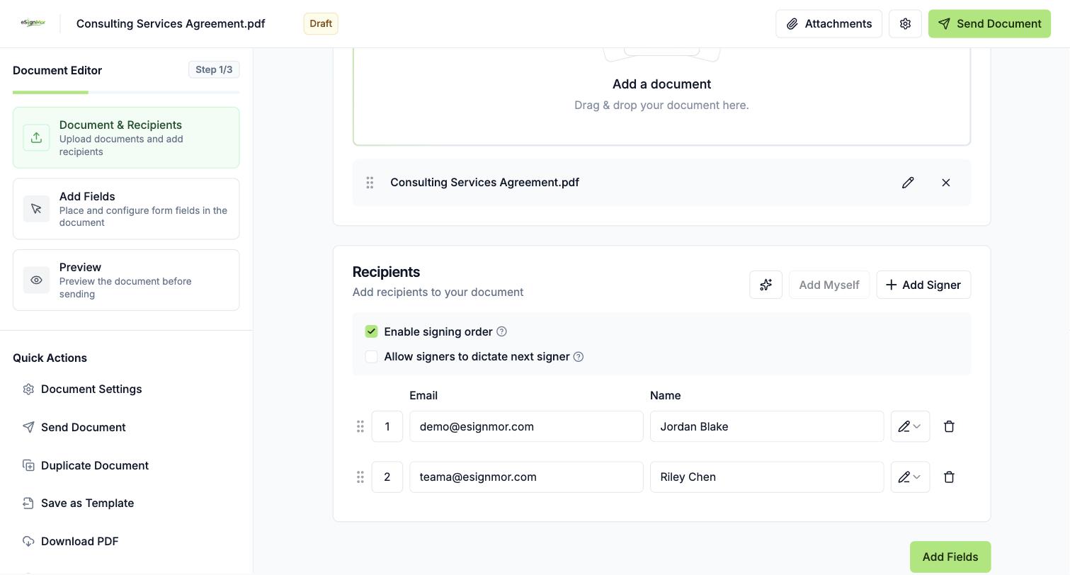 Enable Signing Order control