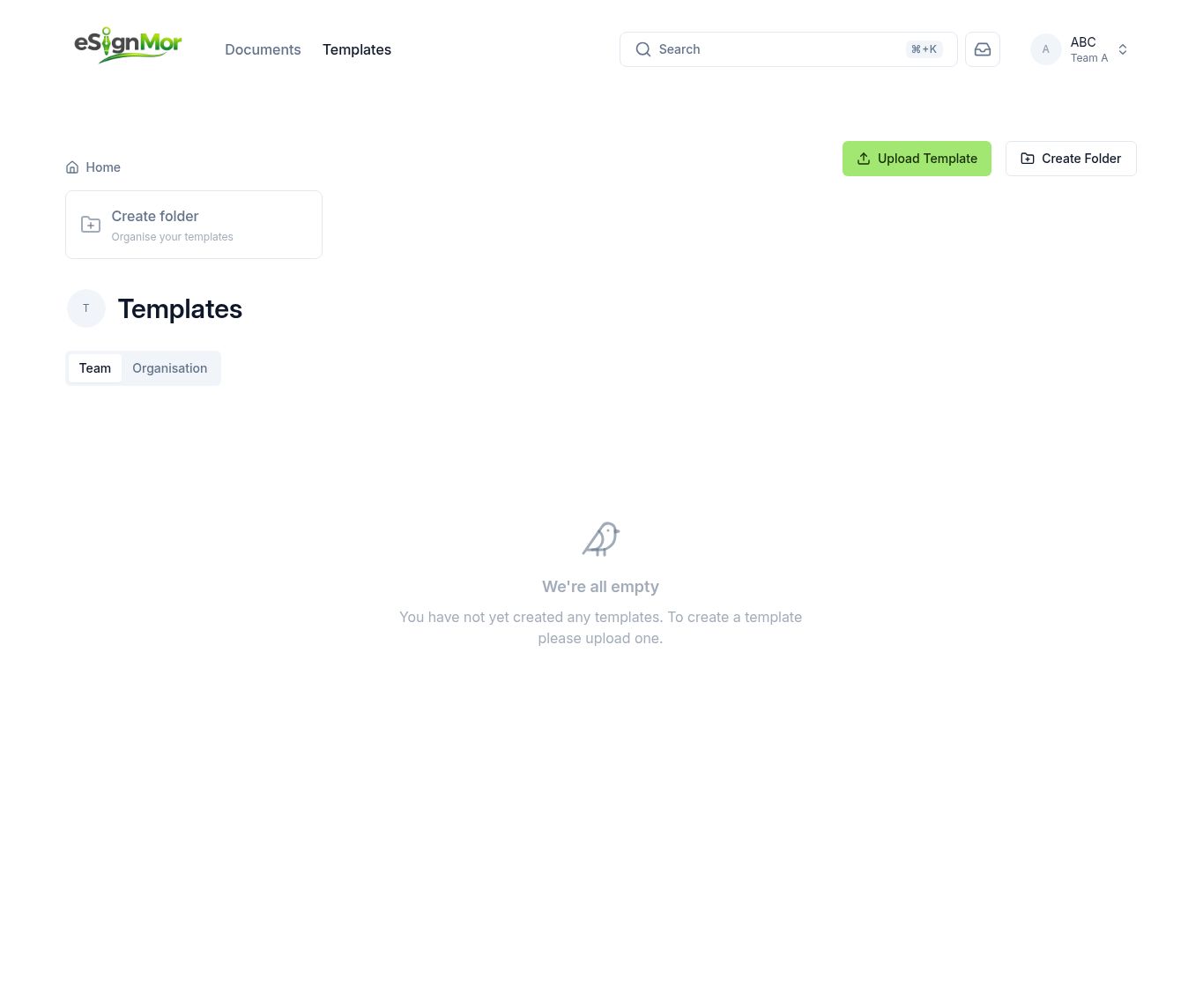 eSignMor Templates page