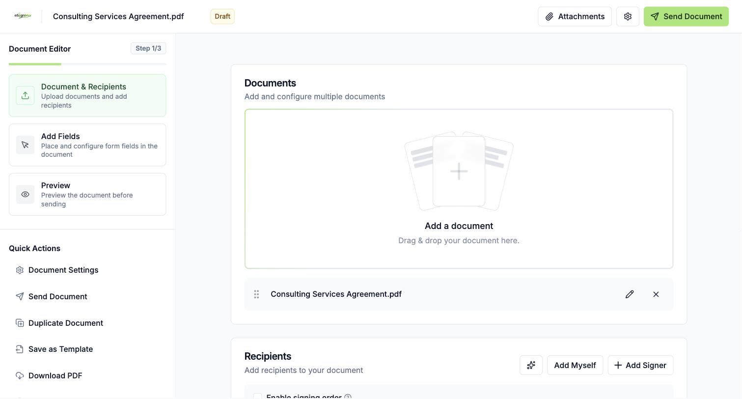 Uploaded document title and order